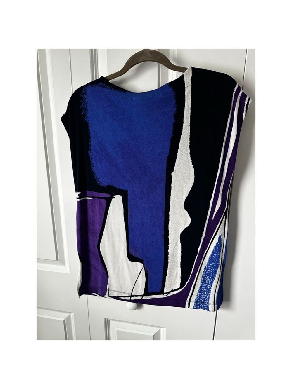 Chico's Blue Purple Abstract Short Sleeve Tee M - Picture 2 of 7